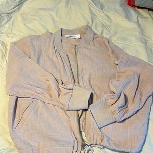 Women’s linen bomber jacket, size M, rose colored